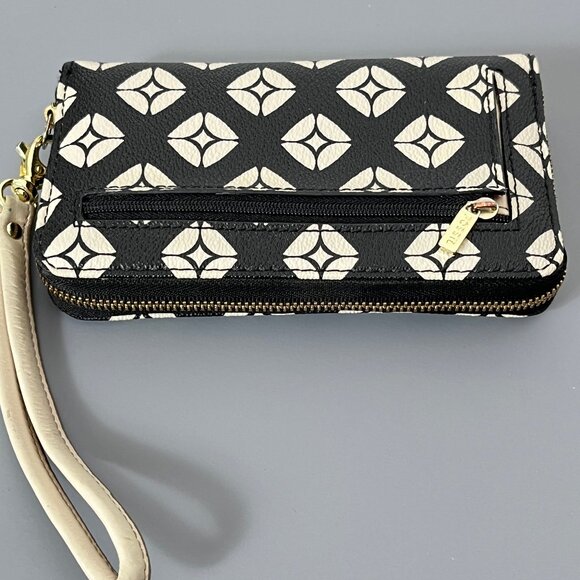 Fossil Wristlet Black & White Pattern Zip Around - Picture 3 of 15